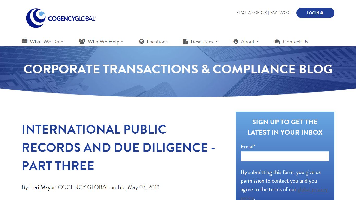 International Public Records and Due Diligence - COGENCY GLOBAL