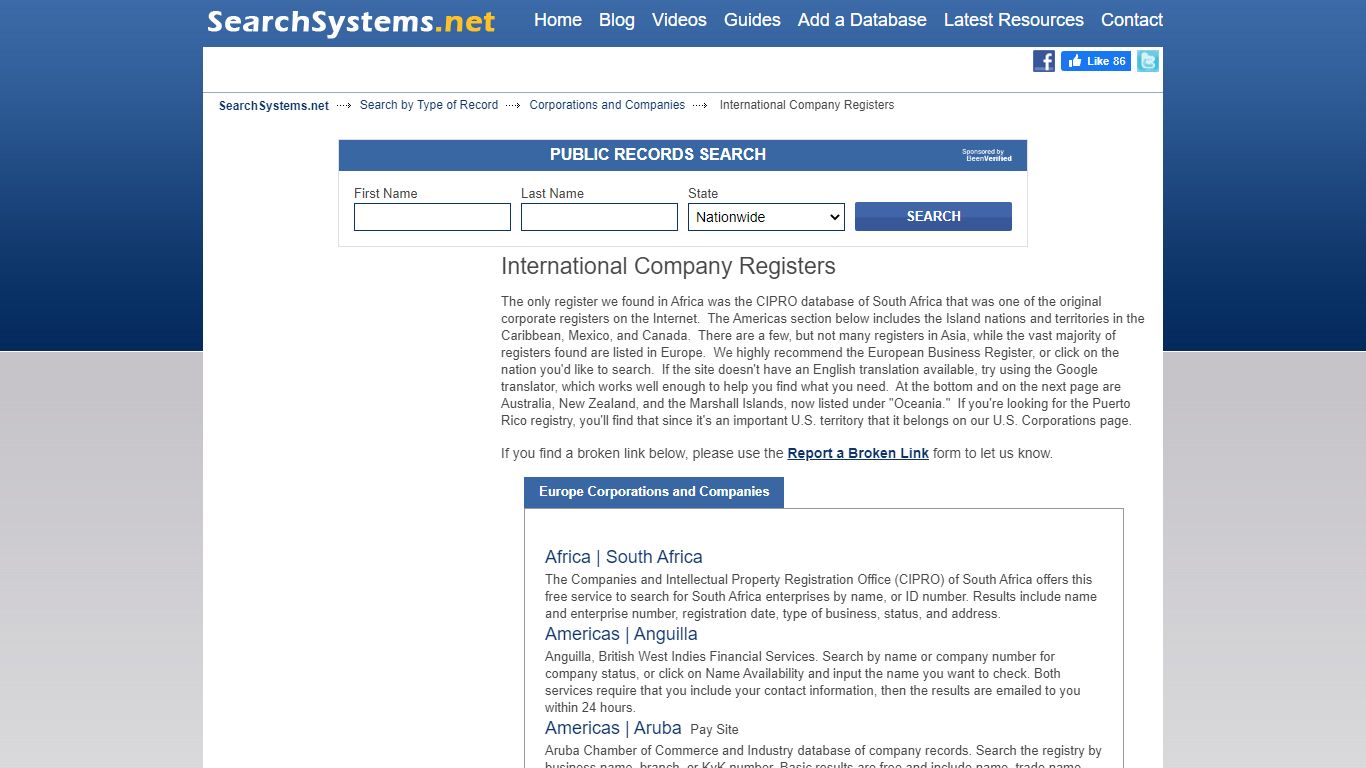 Europe Corporations and Companies - Free Public Records